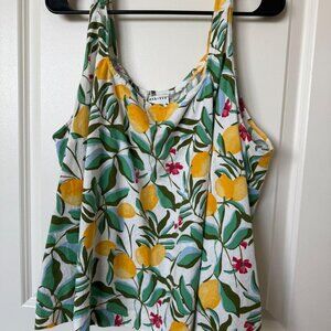 🍋 Ava & Viv Lemon Print Button-Back Tank